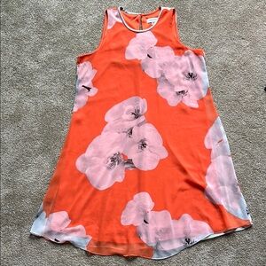 Calvin Klein Orange Floral Sleeveless Dress size 8